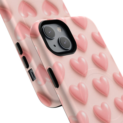 Baby Pink Pearl Hearts 3D iPhone Case | MagSafe