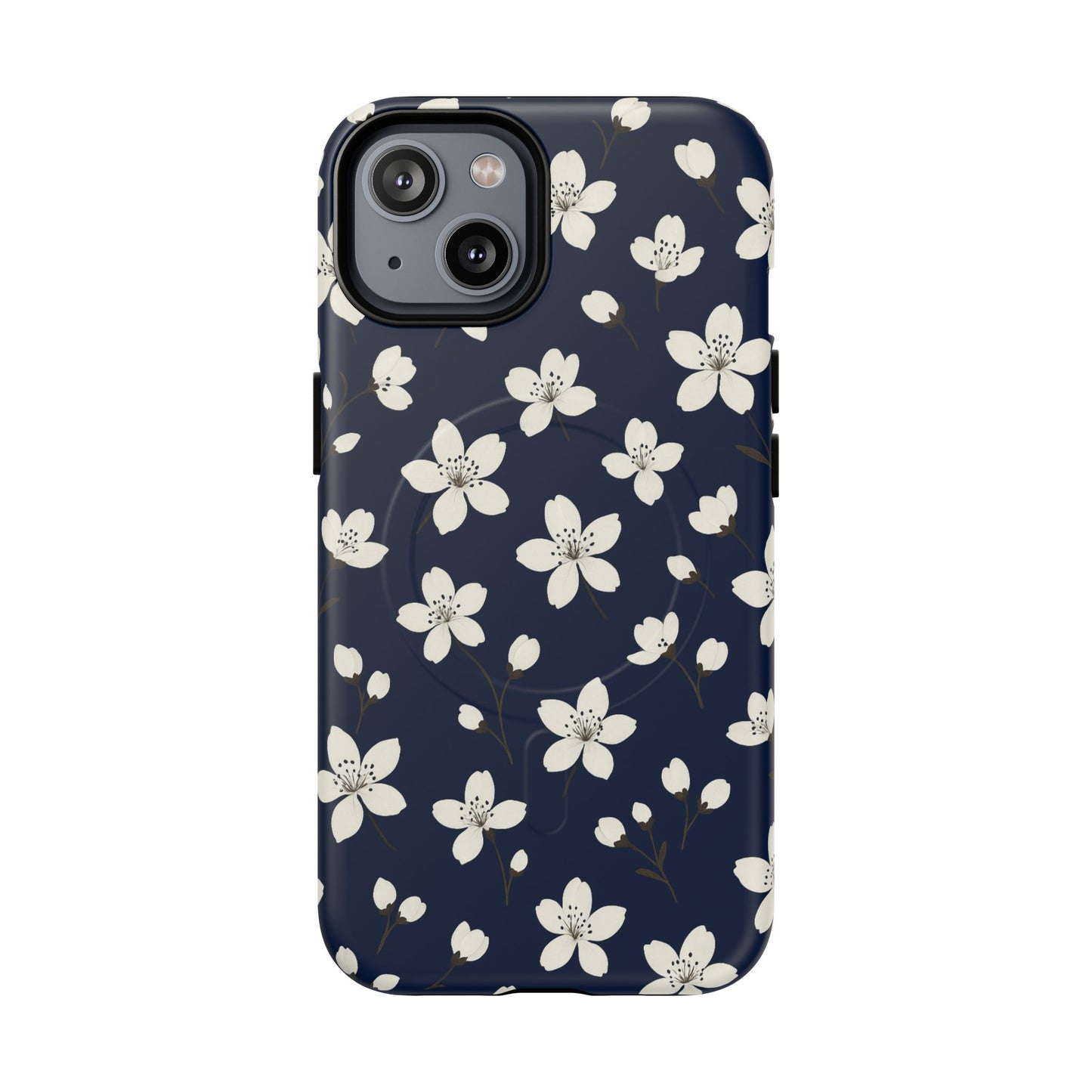 Navy Blossom Floral iPhone Case | MagSafe
