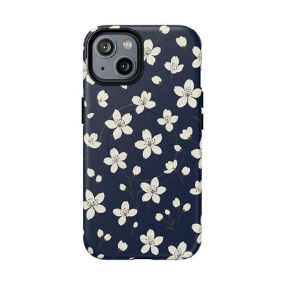 Navy Blossom Floral iPhone Case | MagSafe