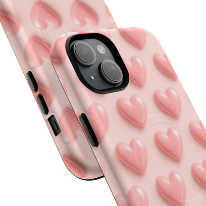 Baby Pink Pearl Hearts 3D iPhone Case | MagSafe