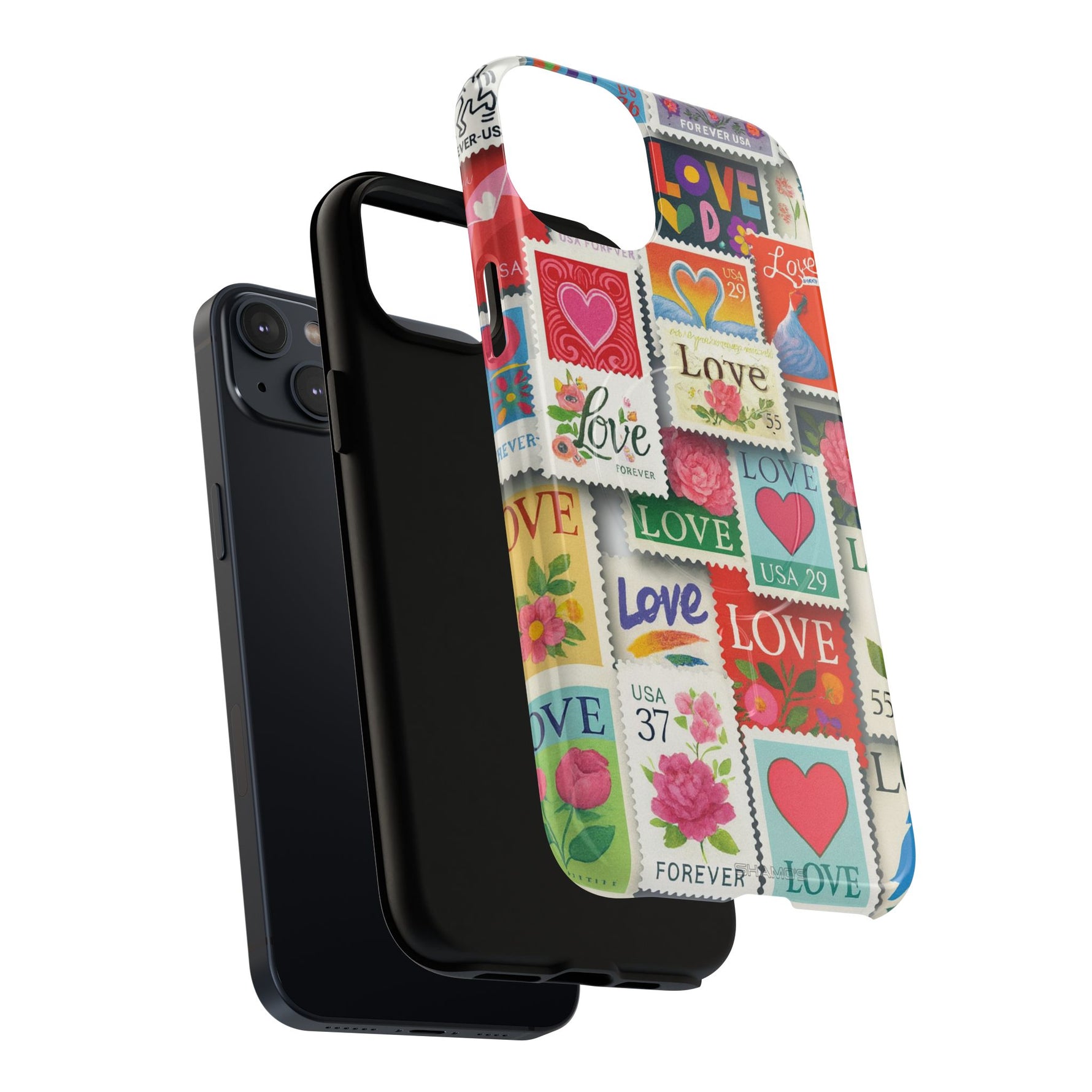 Vintage Romantic Love Stamp iPhone Case | Tough Protection + MagSafe