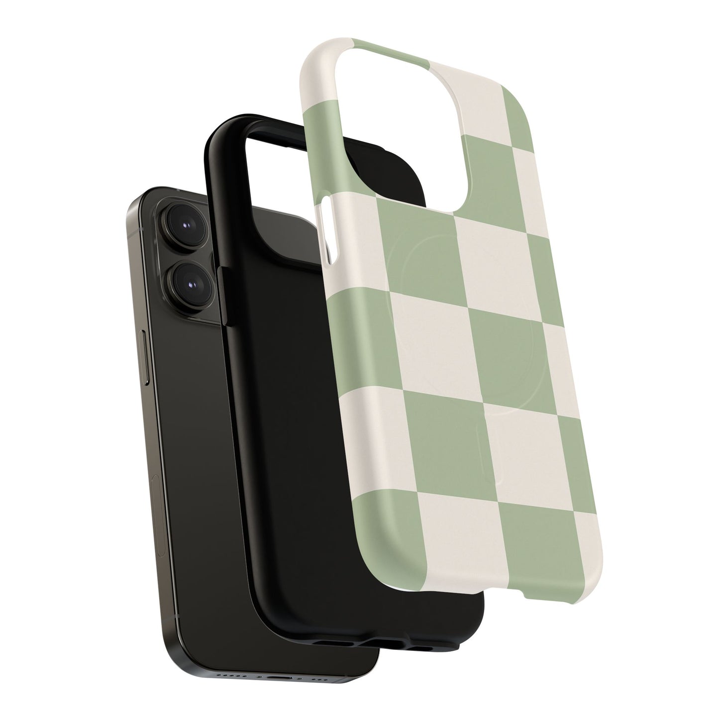 Sage Checkerboard Tough iPhone Case - Compatible with MagSafe