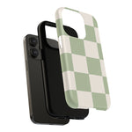 Sage Checkerboard Tough iPhone Case - Compatible with MagSafe - Shamo's