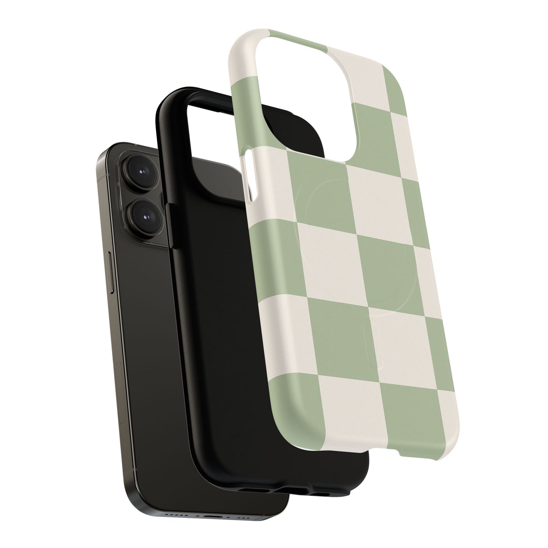 Sage Checkerboard Tough iPhone Case - Compatible with MagSafe - Shamo's