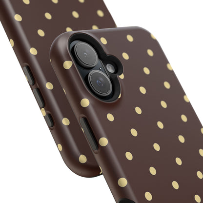 Polka Dot iPhone Case — Brown & Cream Protective Cover with MagSafe compatibility