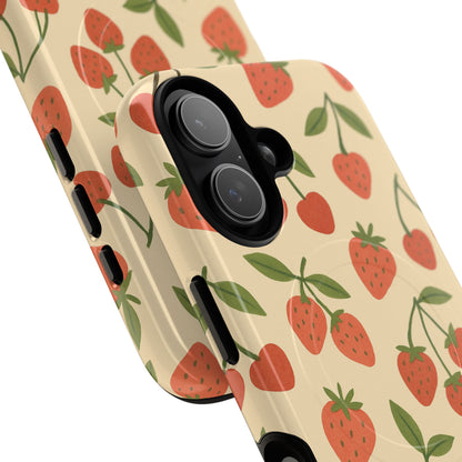 Strawberry Cherry Fruit Pattern iPhone Case | MagSafe Compatible