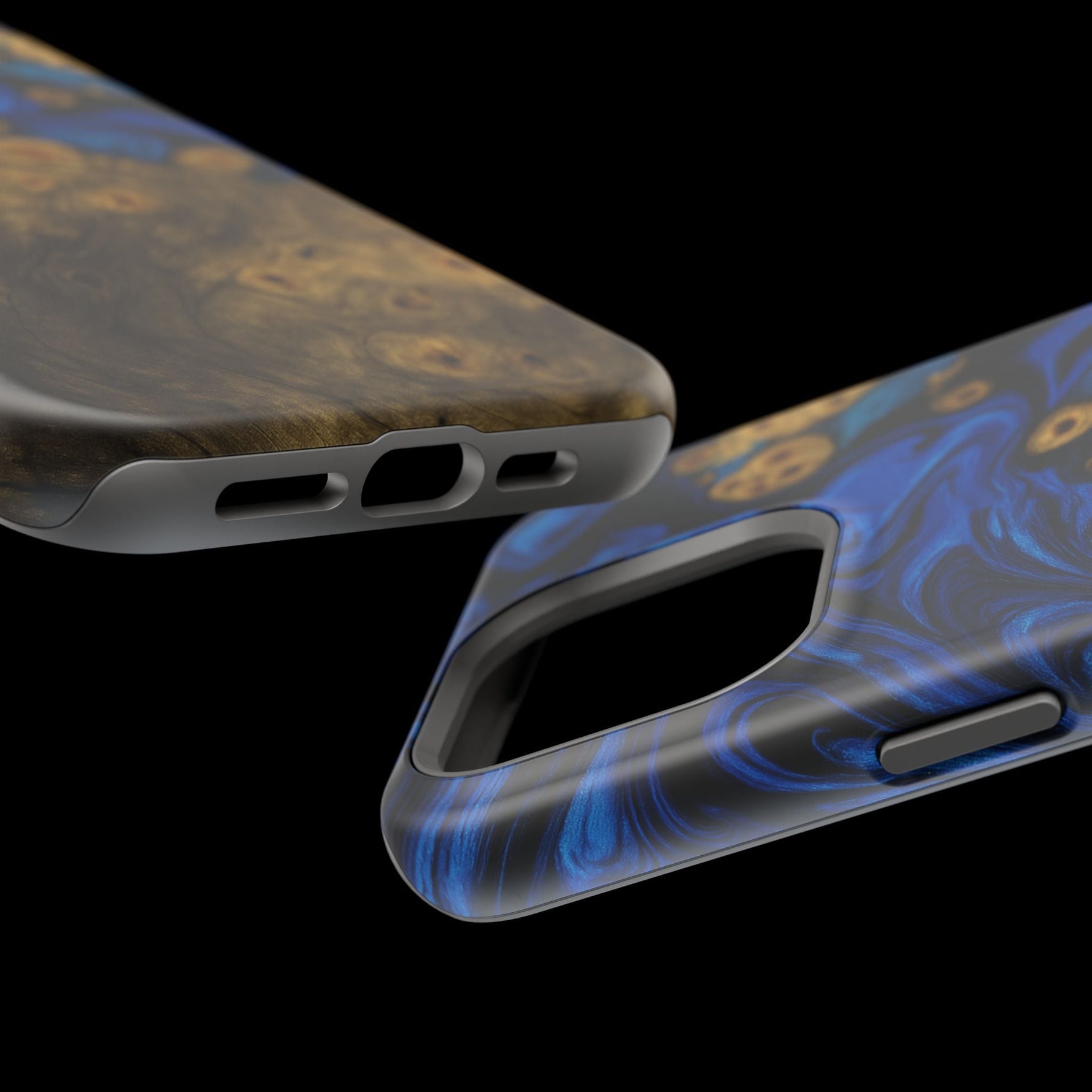 Blue Swirl & Burl Wood Impact iPhone Case | MagSafe compatible  Shamo's