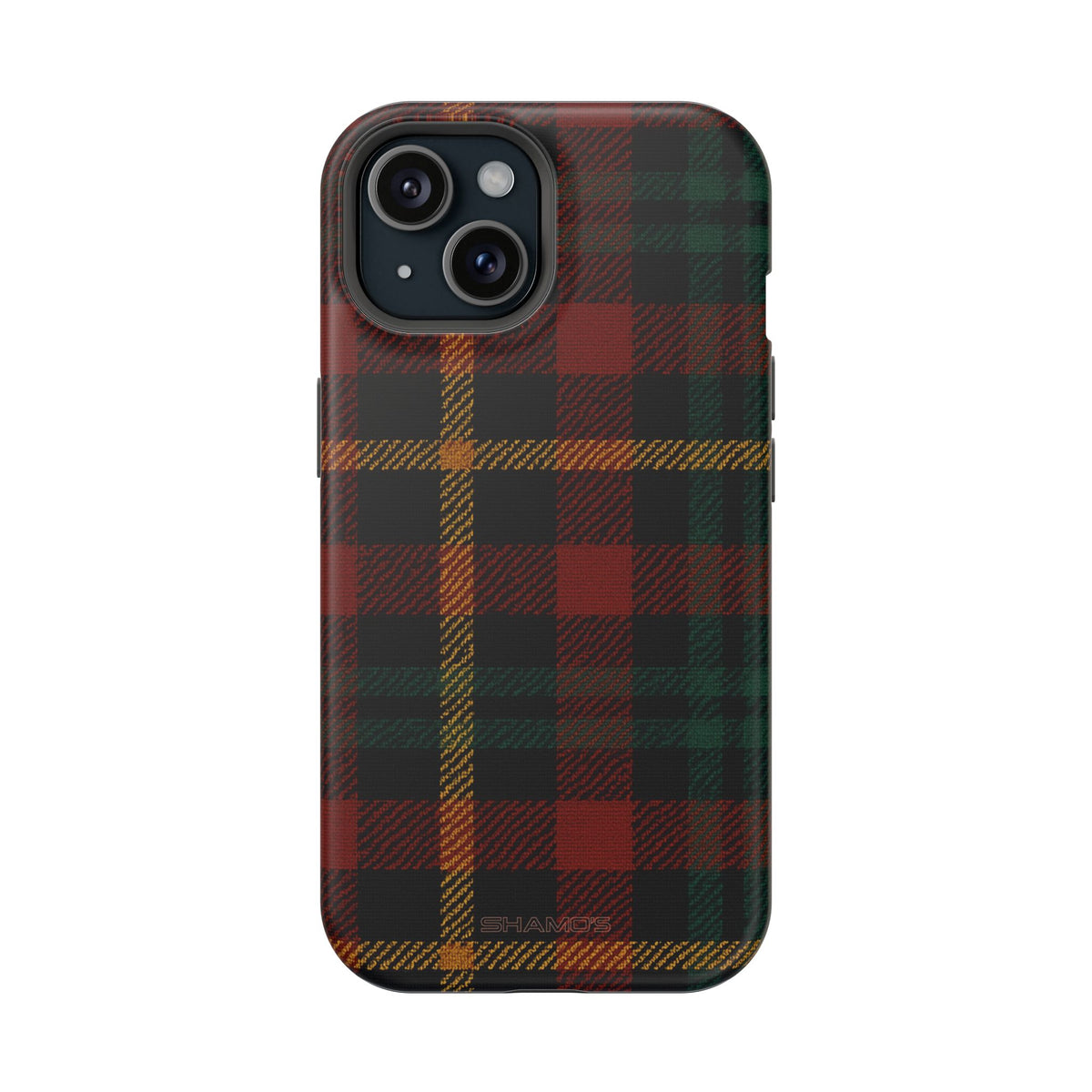 Funda para iPhone resistente a impactos con diseño de cuadros escoceses rojos y verdes con MagSafe