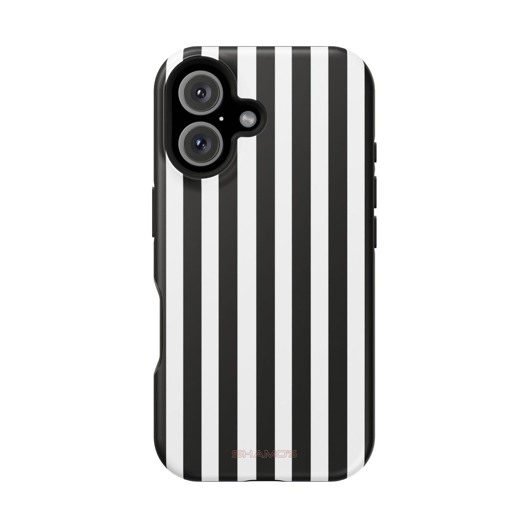 Striped MagSafe Compatible Magnetic Impact-Resistant Phone Case | Black & White Vertical Stripe (Noir Blanc) - iPhone 16 / Matte - Shamo's