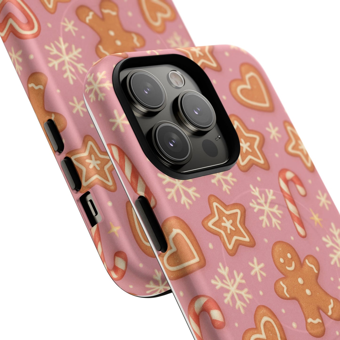 Pink Gingerbread Holiday iPhone Case with MagSafe compatibility
