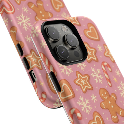 Pink Gingerbread Holiday iPhone Case with MagSafe compatibility