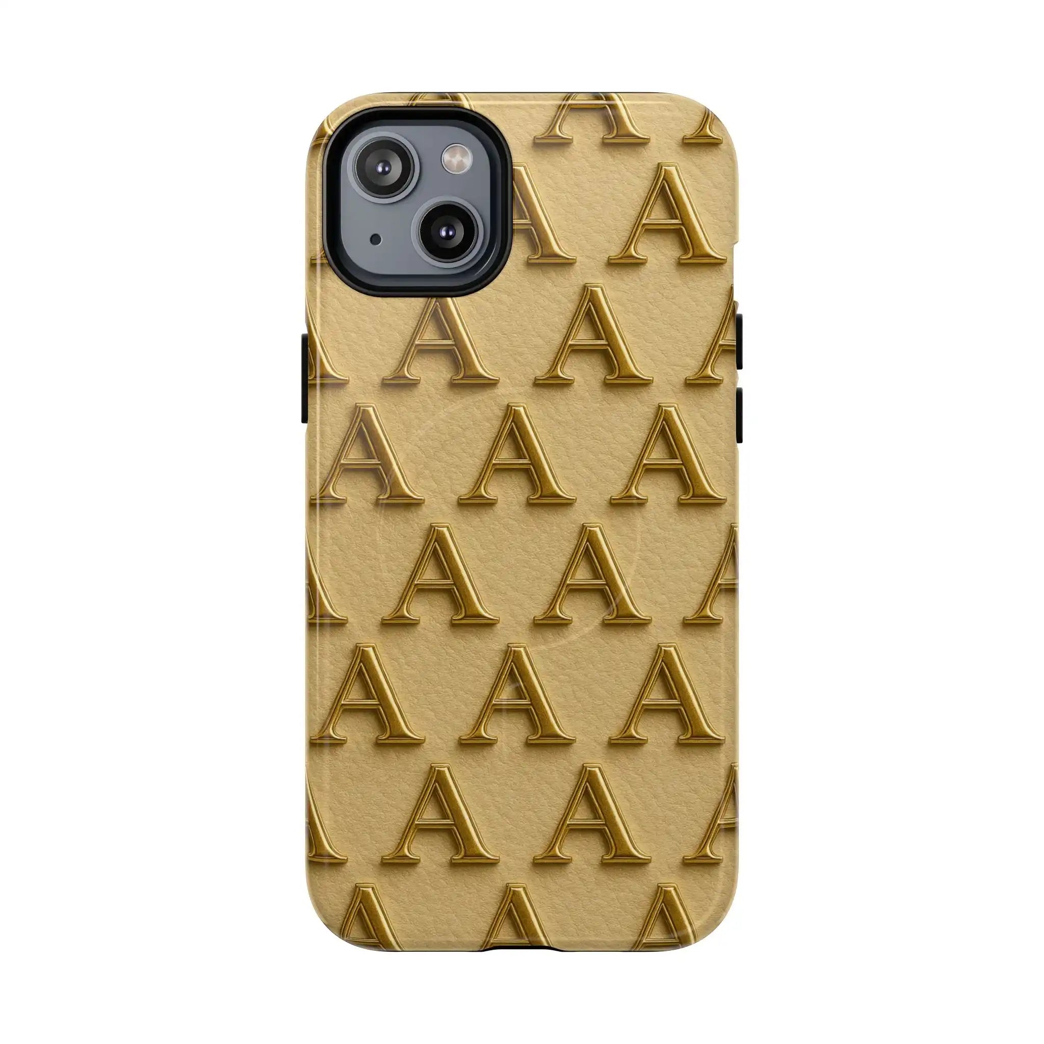 Gold Monogram 'A' iPhone Case with MagSafe - Shamo's