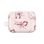 Floral Ribbon AirPod Case — Pink Bow Pattern Protective Cover