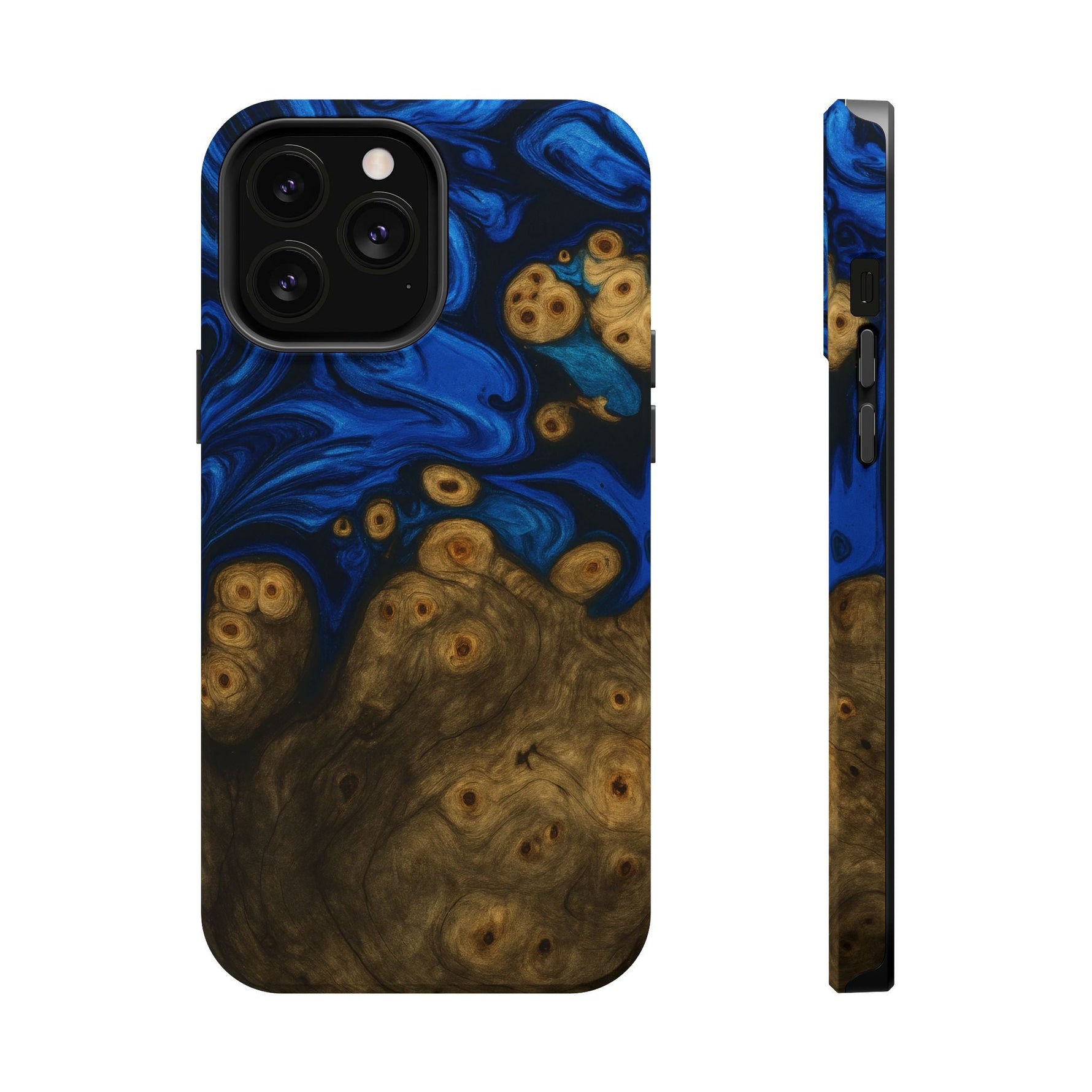 Blue Swirl & Burl Wood Impact iPhone Case | MagSafe compatible  Shamo's iPhone 13 Pro Max / Matte