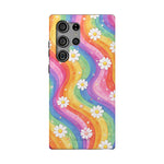 Funda de teléfono resistente a impactos con efecto cascada de colores Rainbow Daisy
