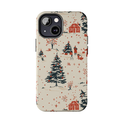 Winter Village Holiday Tough iPhone Case — Vintage Holidays & Snow Scene