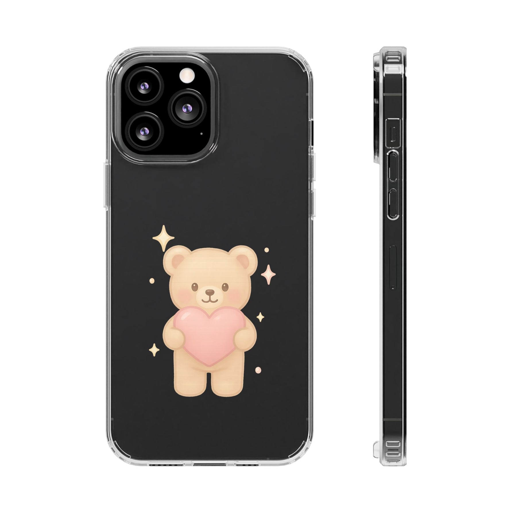 Romantic Teddy Bear Impact-Resistant iPhone Case with Heart Design - Shamo's