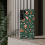 Holiday Gingerbread Phone Case with Card Holder — Festive Green Candy Cane Design  Shamo's