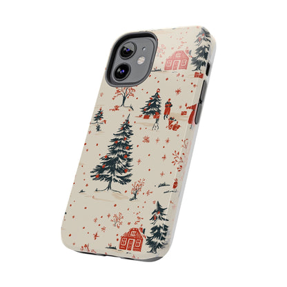 Winter Village Holiday Tough iPhone Case — Vintage Holidays & Snow Scene