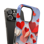 3D Paper Hearts Valentine Love iPhone Case with MagSafe Compatibility, Personalizable - iPhone 17 Pro Max / Glossy - Shamo's