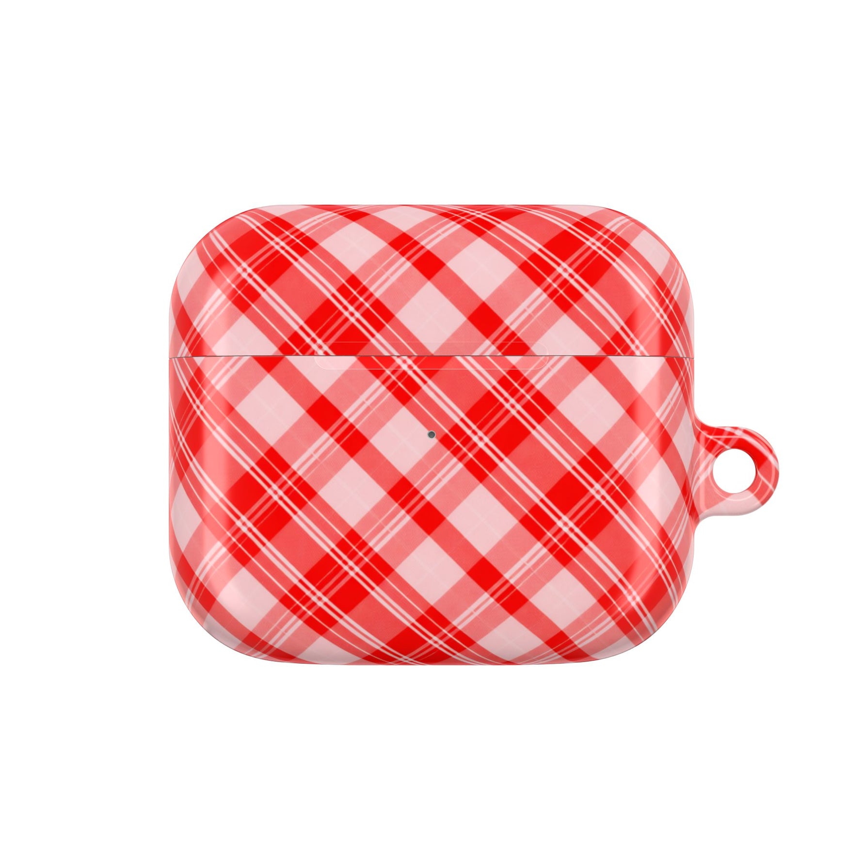 Red Plaid AirPod Case – Festive Check Pattern Protective Cover