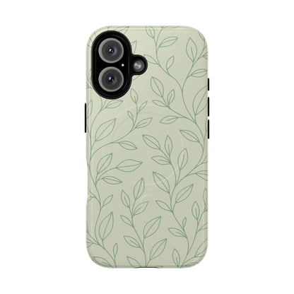 Sage Botanical Leaves Floral iPhone Case | MagSafe