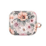 Floral Pink Vintage AirPod Case — Pastel Flower Protective Cover - AirPods Gen 3 / White / Glossy - Shamo's