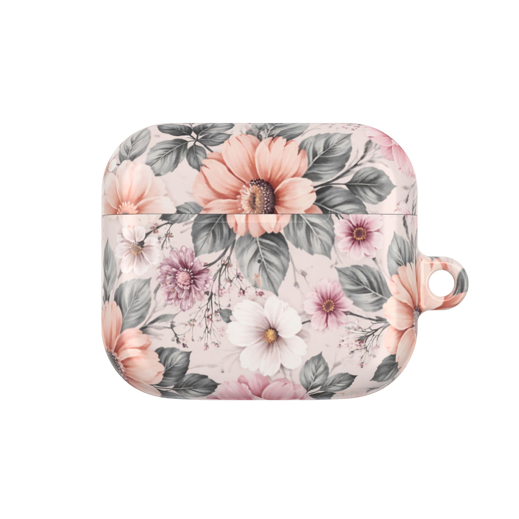 Floral Pink Vintage AirPod Case — Pastel Flower Protective Cover - AirPods Gen 3 / White / Glossy - Shamo's