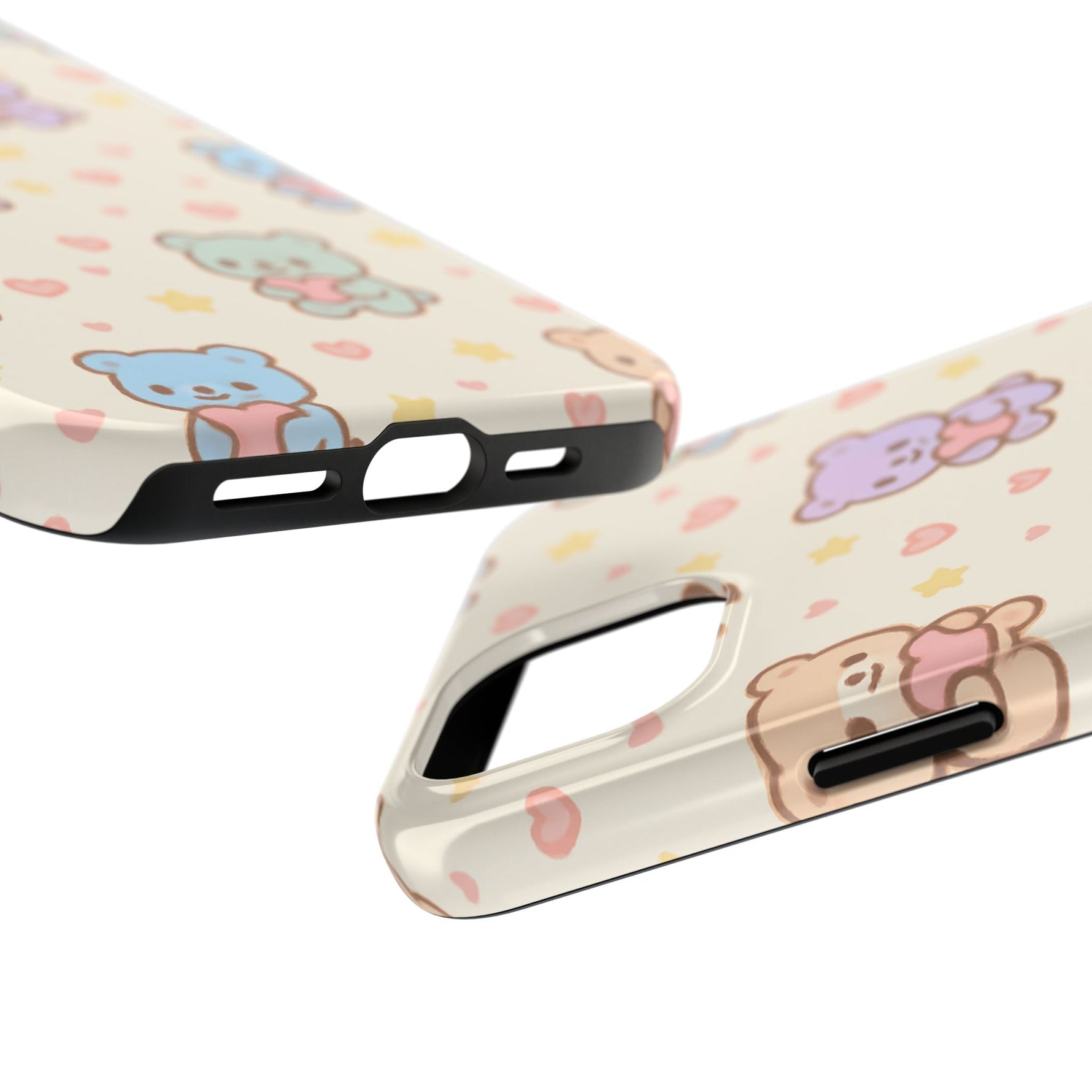 Cute Pastel Bear Impact Phone Case | Heart & Star Kawaii Pattern  Shamo's