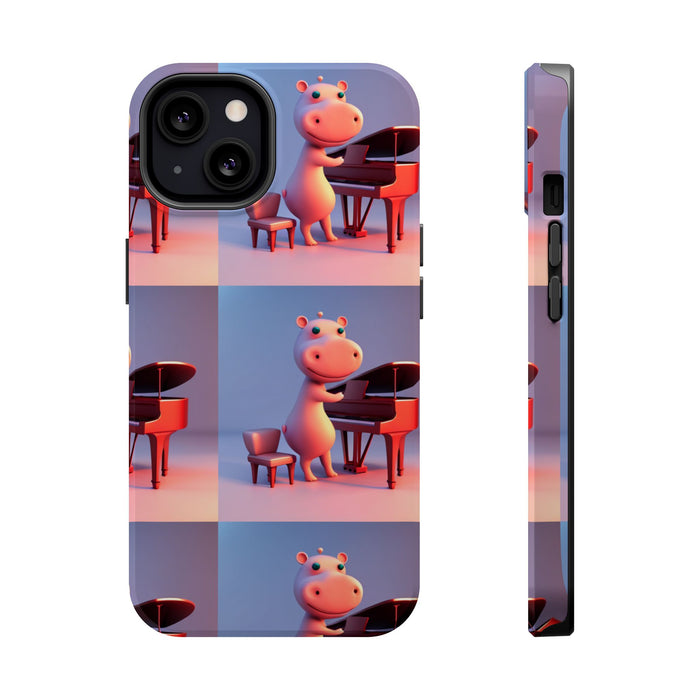 MagSafe Tough Cases with Tiny cute hippo playing a piano