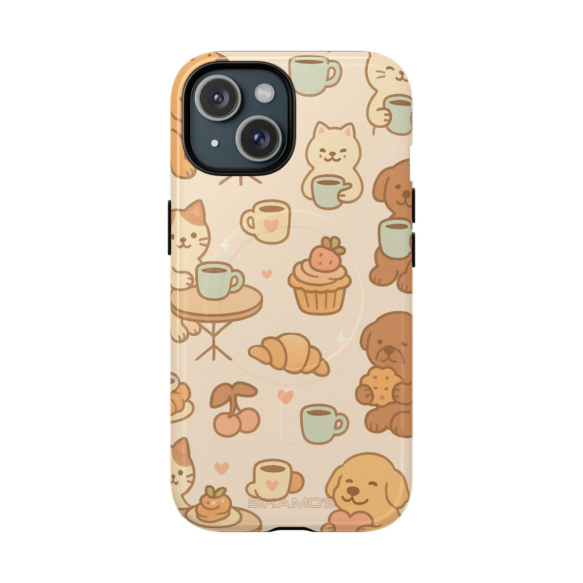 Funda para teléfono con diseño de gatos y perros y MagSafe