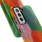 Abstract Color Wave Tough Phone Case — Bold Orange & Green Protective Phone Cover  Shamo's