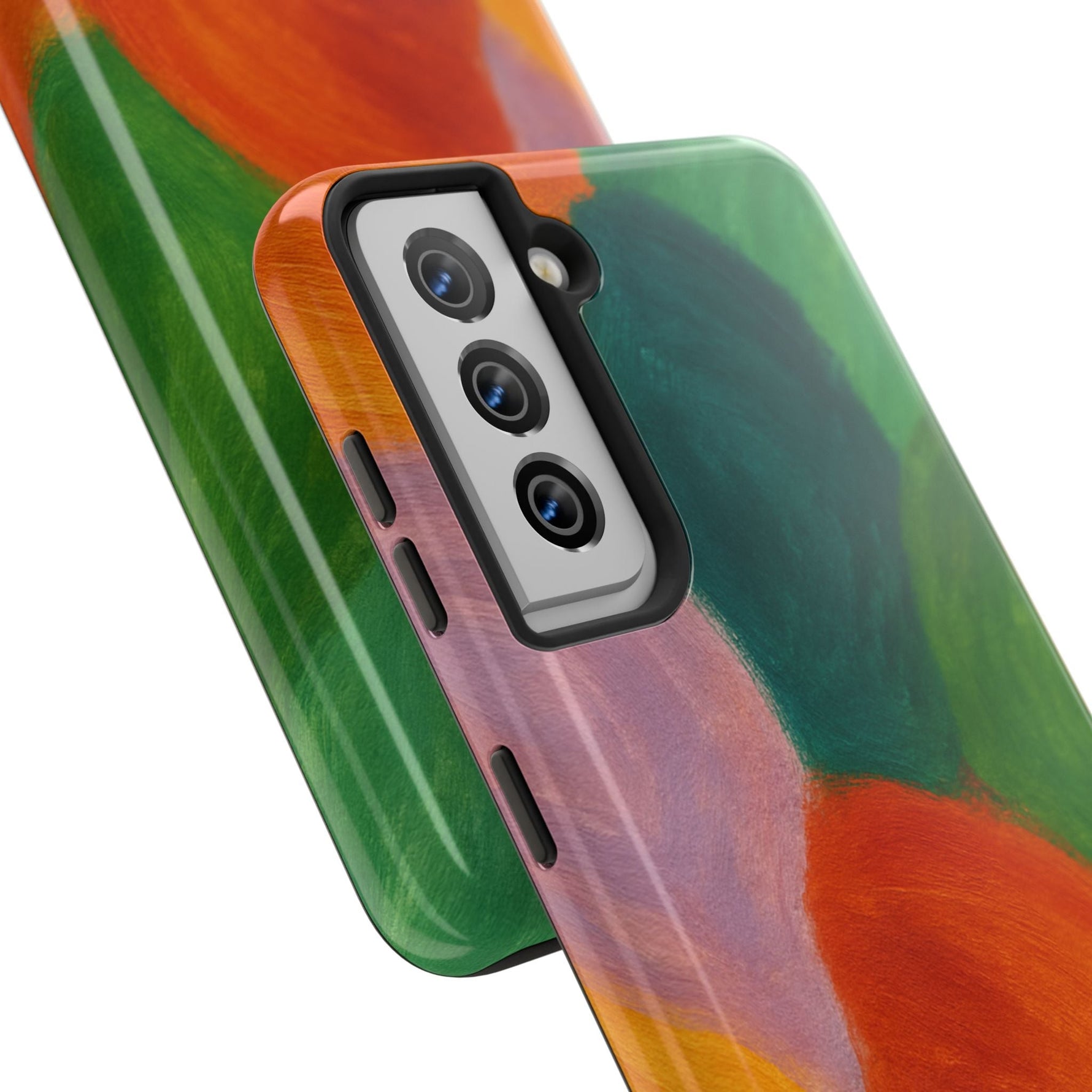 Abstract Color Wave Tough Phone Case — Bold Orange & Green Protective Phone Cover  Shamo's