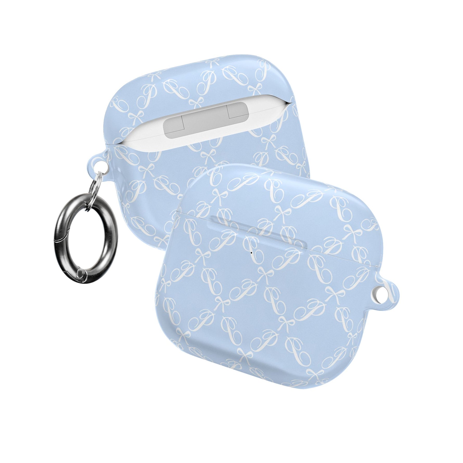 Pastel Blue Bow Pattern AirPod Case — Elegant Bow Pattern Protective Cover
