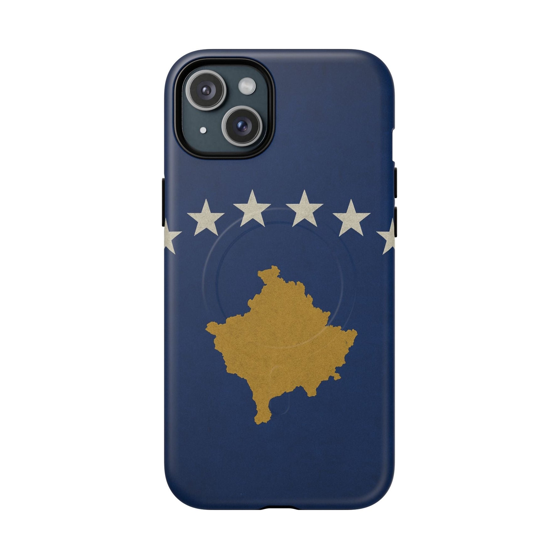 Kosovo Flag Tough iPhone Case — Navy Blue Stars & Gold Map (MagSafe compatible)  Shamo's iPhone 15 Plus / Matte