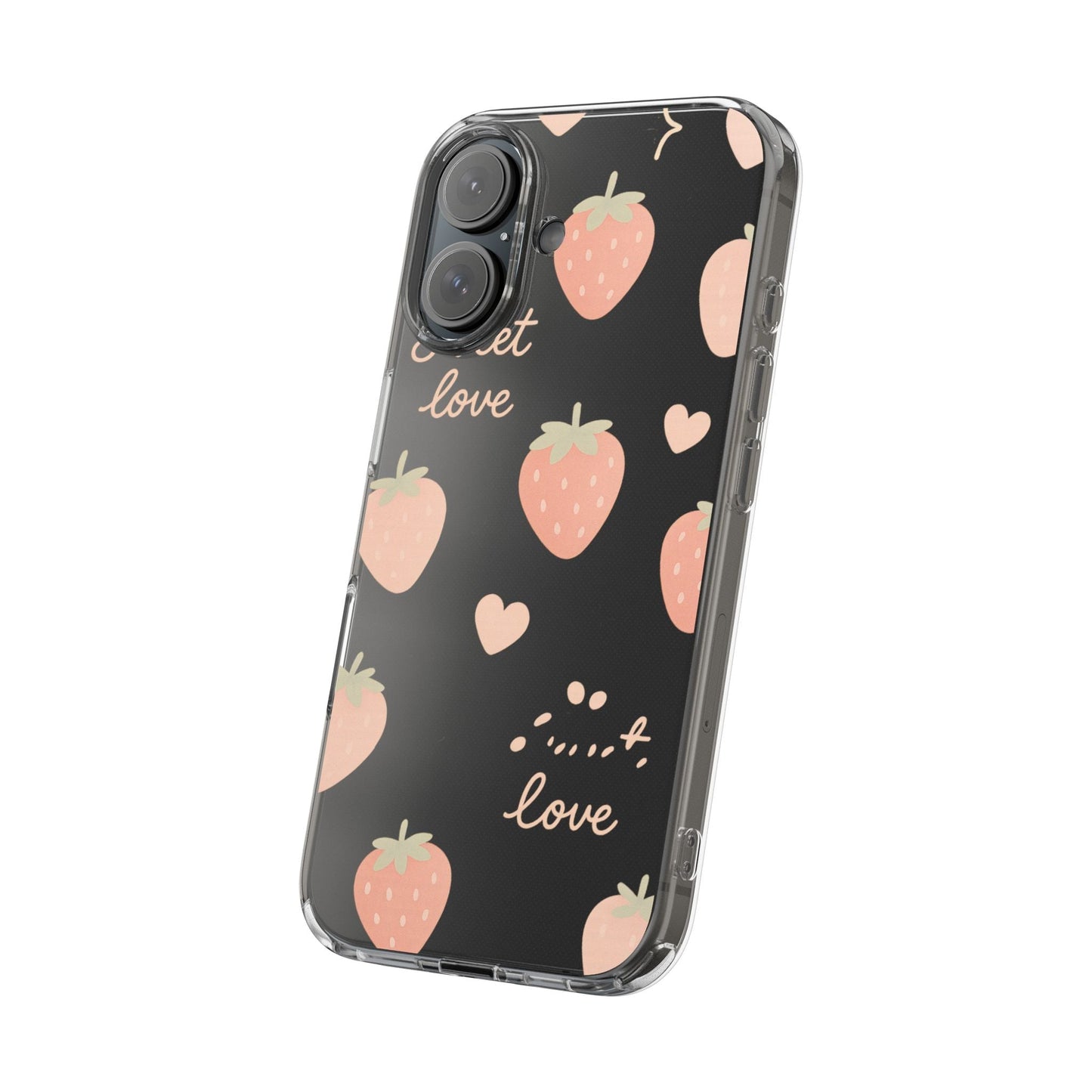 Sweet Love Strawberry Clear iPhone Case | MagSafe