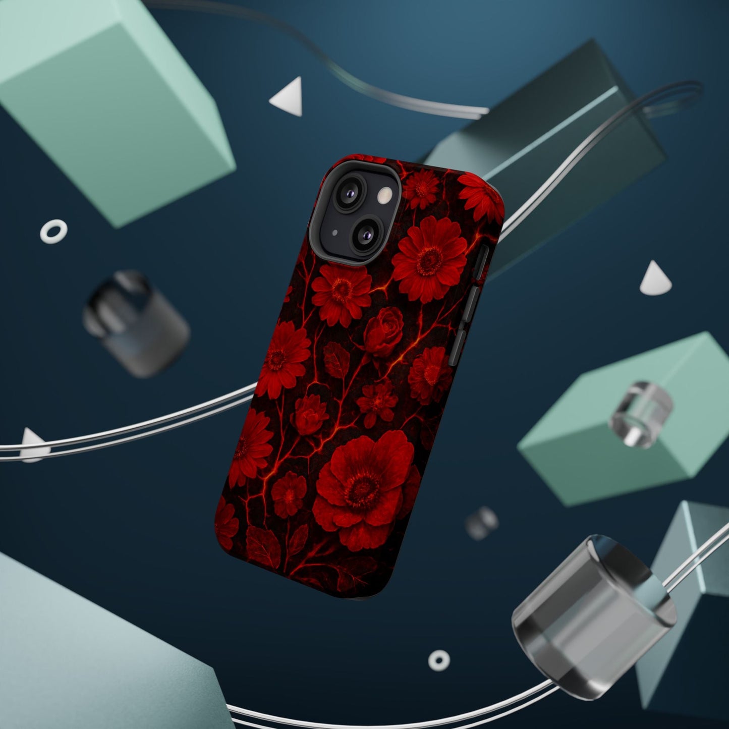 Melted Lava Dark Red Floral iPhone Case — MagSafe Compatible  Shamo's