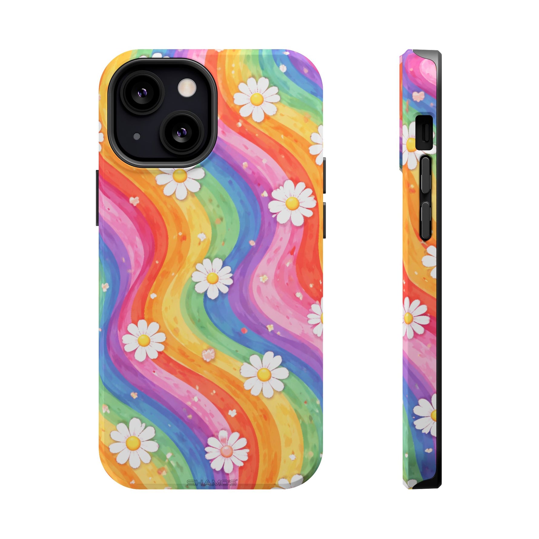 Rainbow Daisy Magnetic Impact-Resistant Phone Case with MagSafe Compatibility - iPhone 13 Mini / Glossy - Shamo's