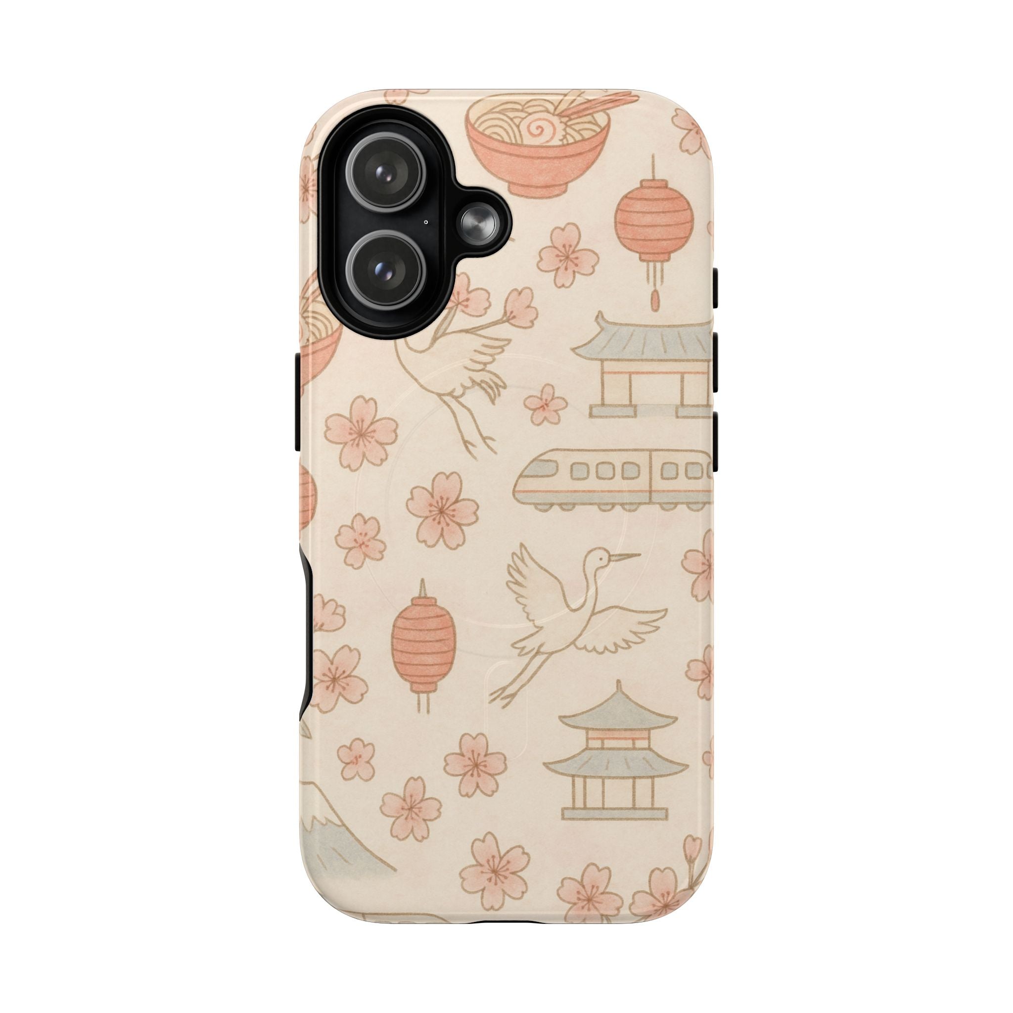 Japan Hand-Drawn Cherry Blossom iPhone Case with MagSafe  Shamo's iPhone 17 Pro Max / Glossy