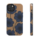 Navy Floral Tough iPhone Case — Durable Protective Case with Blue Flowers on Kraft Background  Shamo's iPhone 14