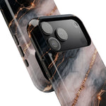 Marbled Black & Rose Gold Magnetic MagSafe Compatible Phone Case — Impact-Resistant