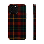 Funda para iPhone resistente a impactos con diseño de cuadros escoceses rojos y verdes con MagSafe