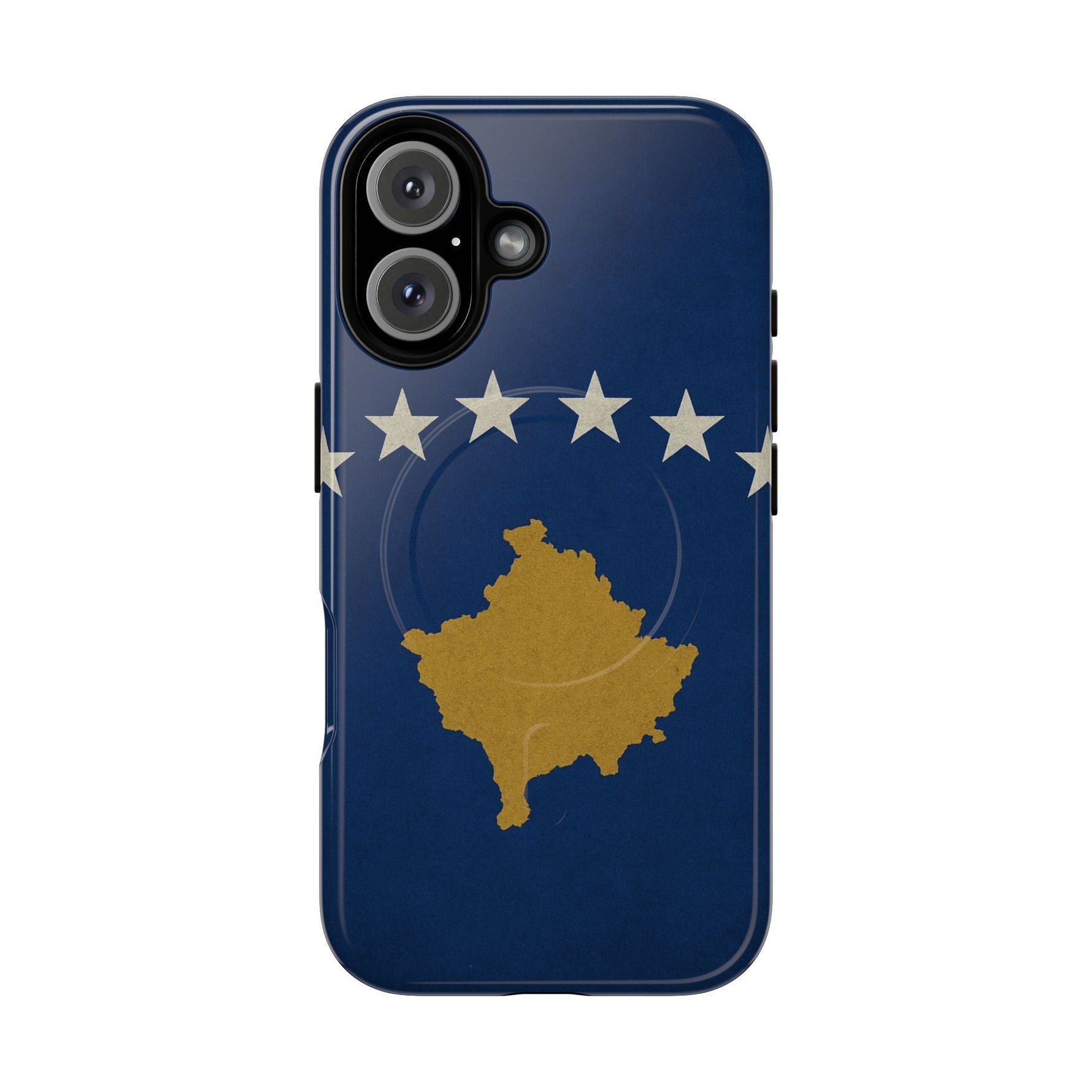 Kosovo Flag Tough iPhone Case — Navy Blue Stars & Gold Map (MagSafe compatible)  Shamo's iPhone 16 / Glossy