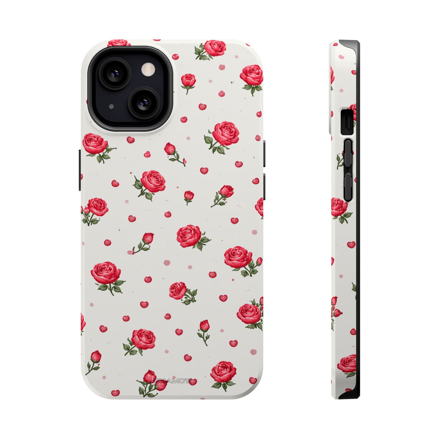 Rose Pattern Impact-Resistant iPhone Case | MagSafe