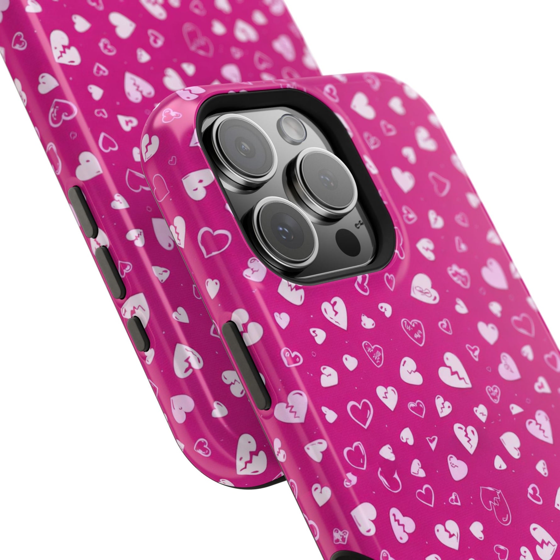 Broken Heart Hot Pink Impact-Resistant iPhone Case | MagSafe - iPhone 17 / Glossy - Shamo's