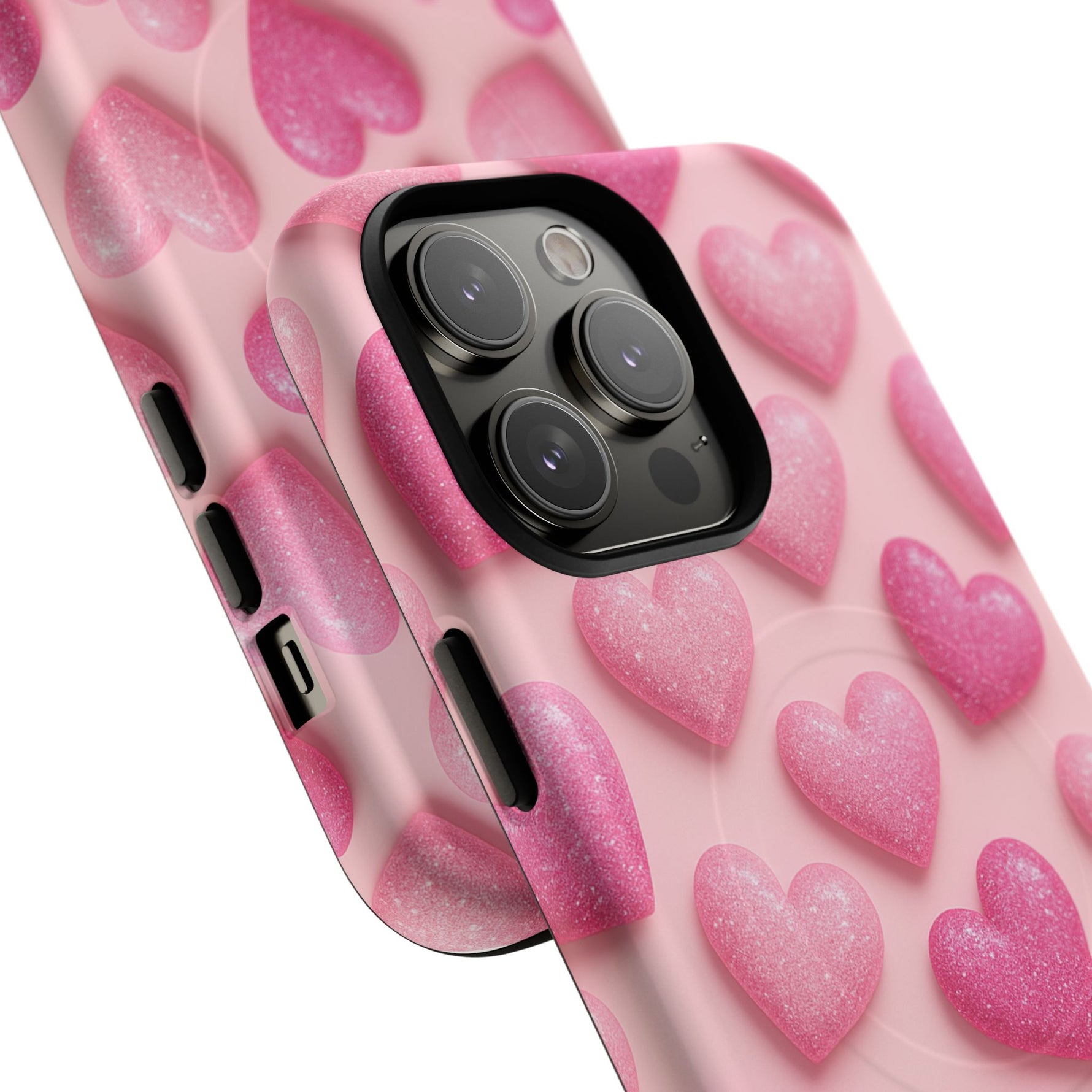 Barbiecore Glitter Hearts iPhone Case | MagSafe - Shamo's