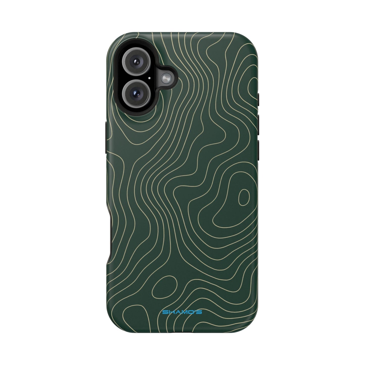 Topographic Green Magnetic Impact-Resistant iPhone Case | MagSafe compatible  Shamo's iPhone 16 Plus / Matte