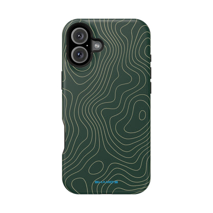 Topographic Green Magnetic Impact-Resistant iPhone Case | MagSafe compatible  Shamo's iPhone 16 Plus / Matte