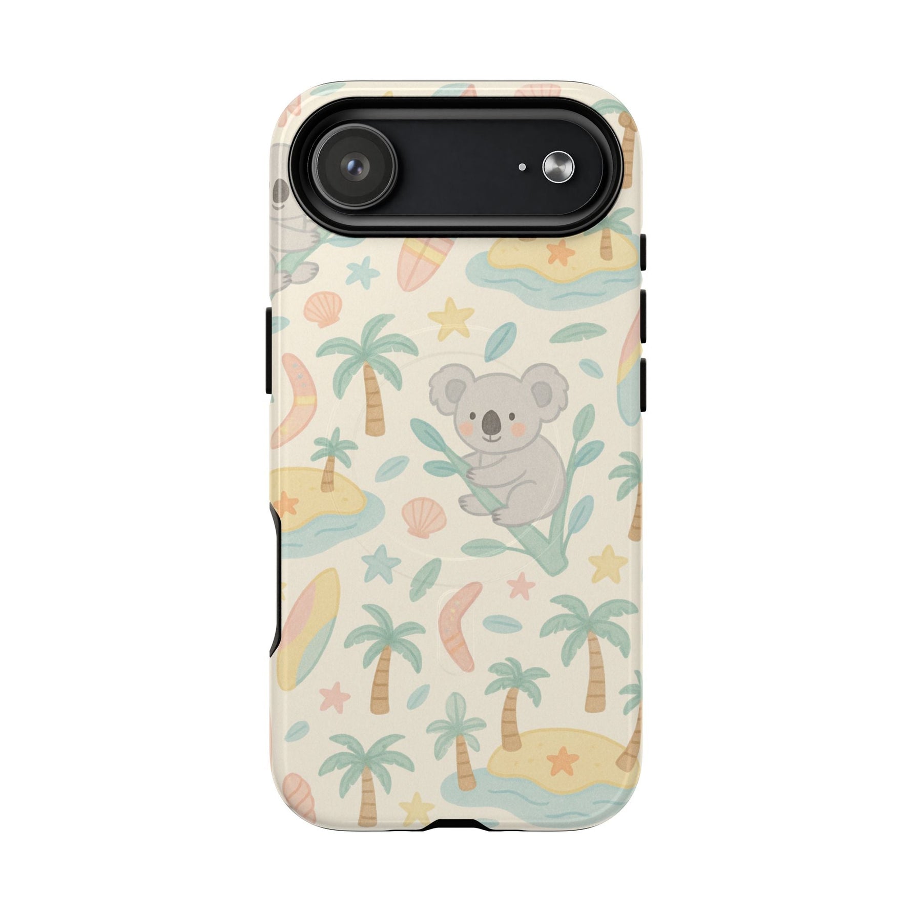 Australia Hand-Drawn Koala Beach iPhone Case — Cute Tropical Palm & Surf Print | with MagSafe  Shamo's iPhone 17 Air / Glossy