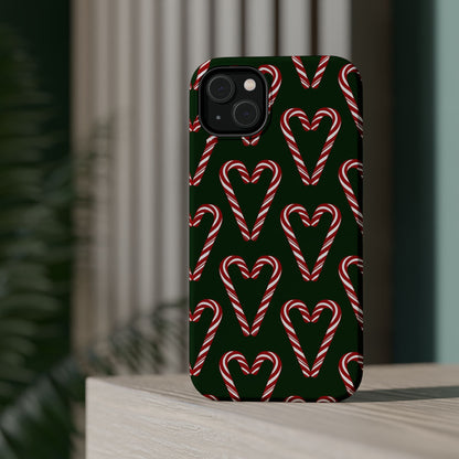 Candy Cane Heart MagSafe Impact-Resistant iPhone Case